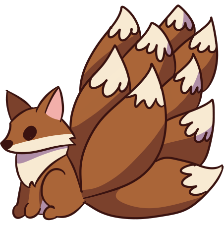 a red fox with nine tails